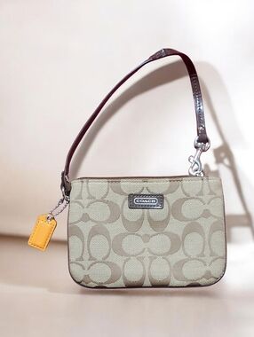 Authentic Coach Brown Signature Wristlet